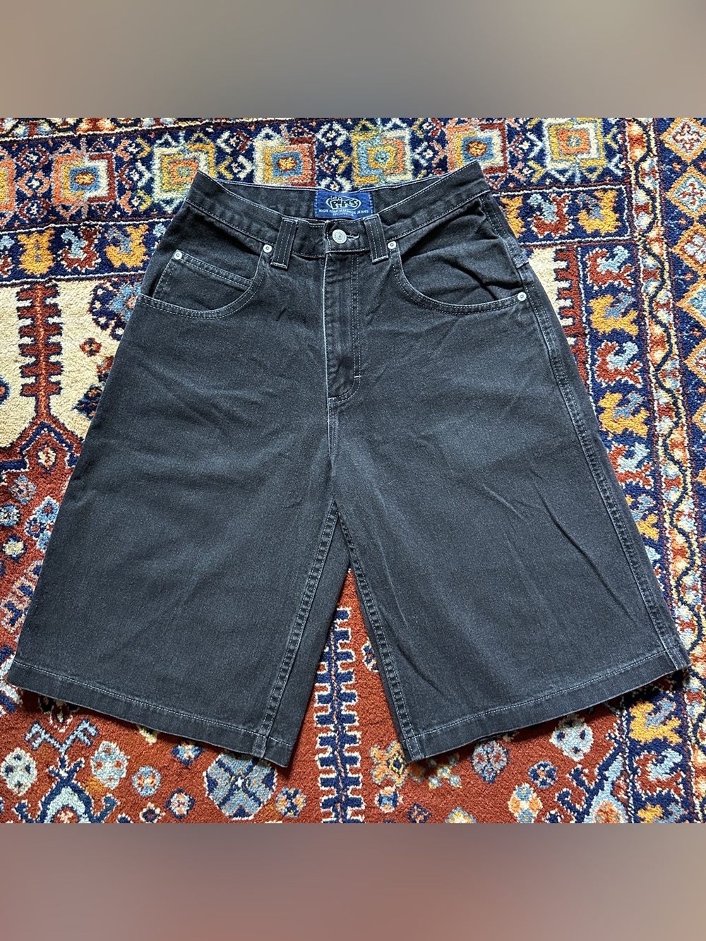 Vintage 1999 Lee Pipes Black Denim Baggy Skater Shorts